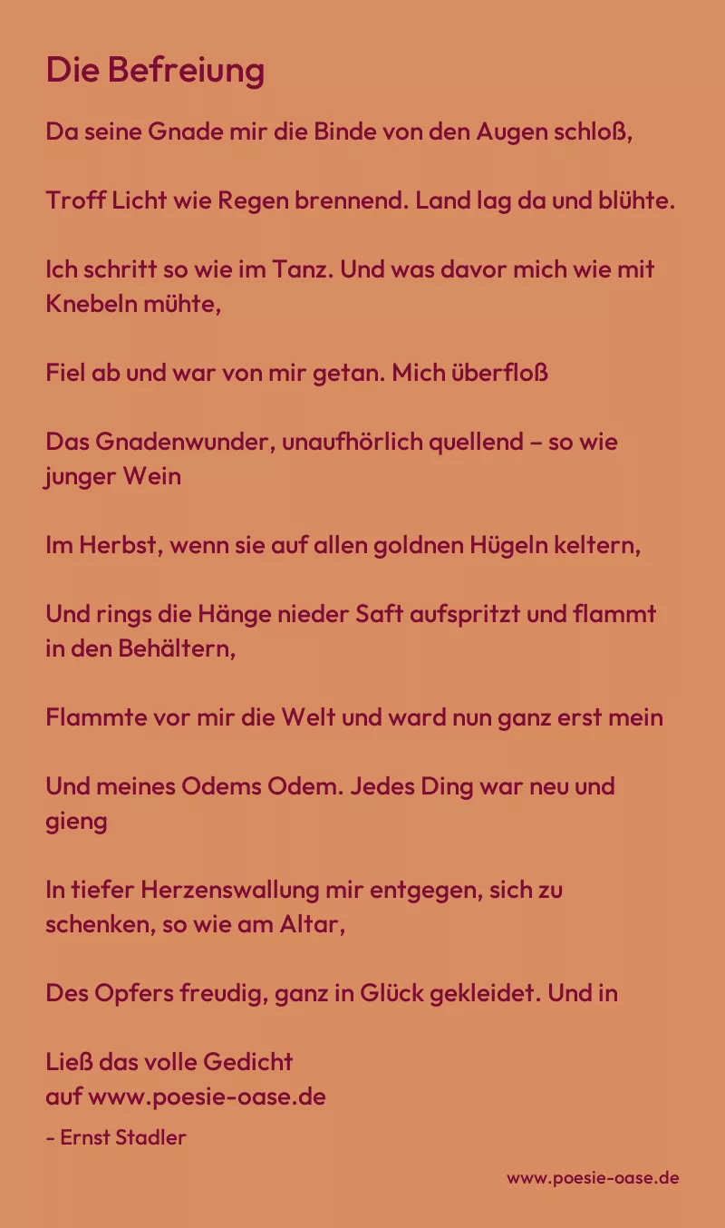 Gedicht: Die Befreiung von Ernst Stadler