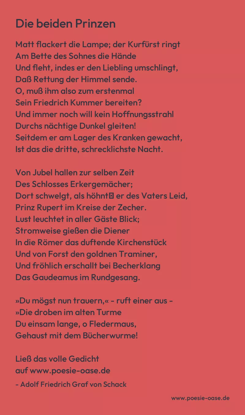Gedicht: Die beiden Prinzen von Adolf Friedrich Graf von Schack