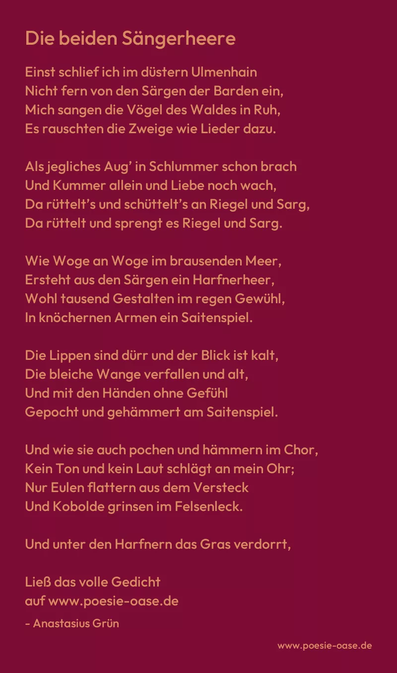 Gedicht: Die beiden Sängerheere von Anastasius Grün