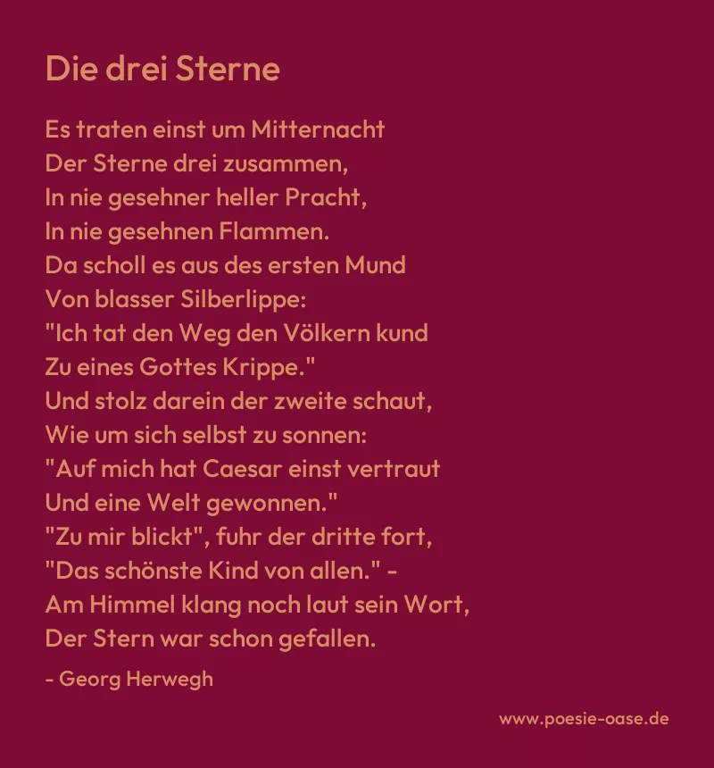 Gedicht: Die drei Sterne von Georg Herwegh