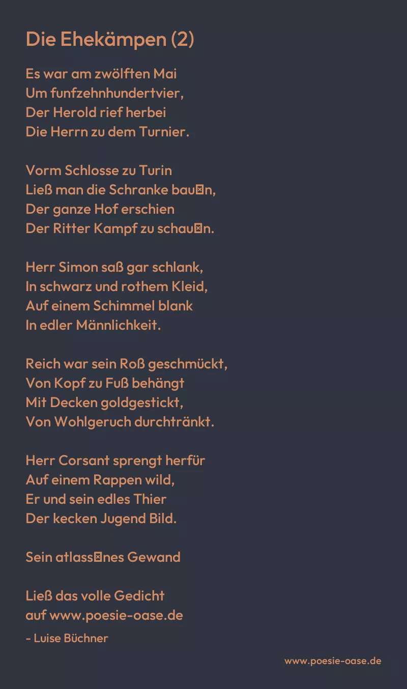 Gedicht: Die Ehekämpen (2) von Luise Büchner