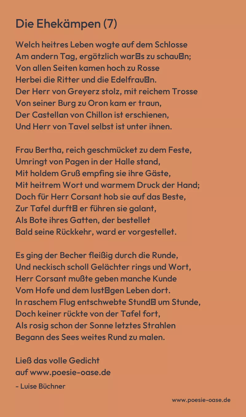 Gedicht: Die Ehekämpen (7) von Luise Büchner