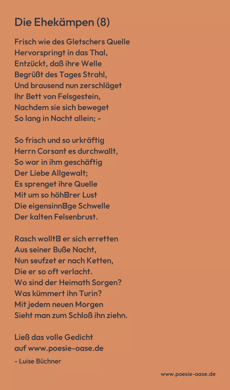 Gedicht: Die Ehekämpen (8) von Luise Büchner