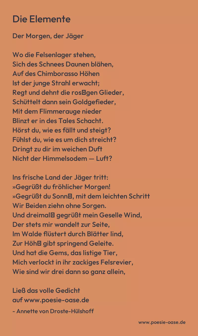 Gedicht: Die Elemente von Annette von Droste-Hülshoff