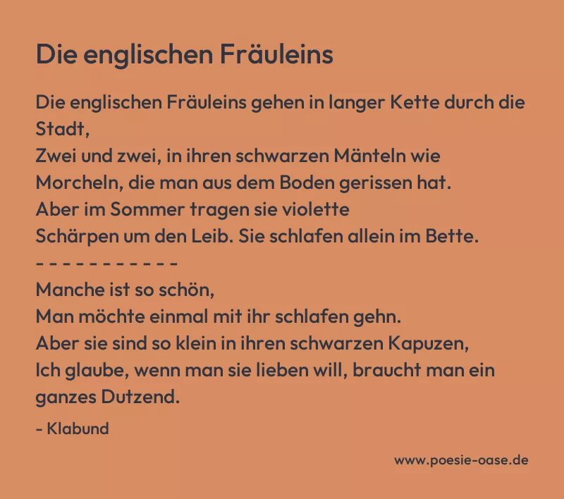 Gedicht: Die englischen Fräuleins von Klabund