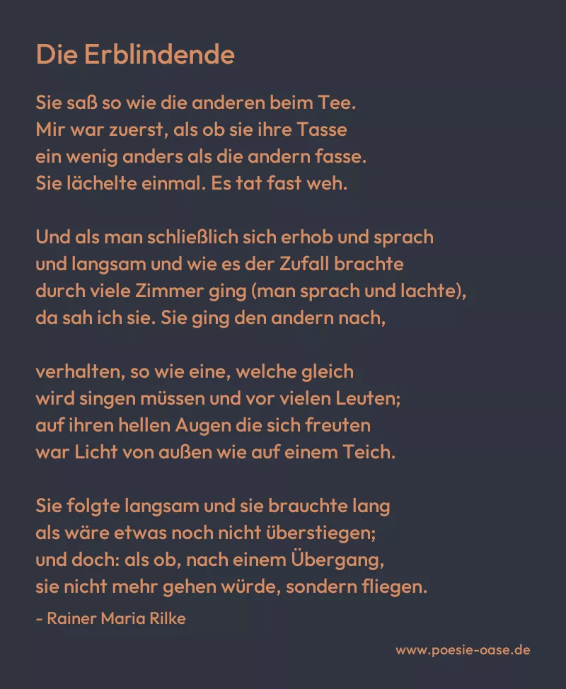 Gedicht: Die Erblindende von Rainer Maria Rilke