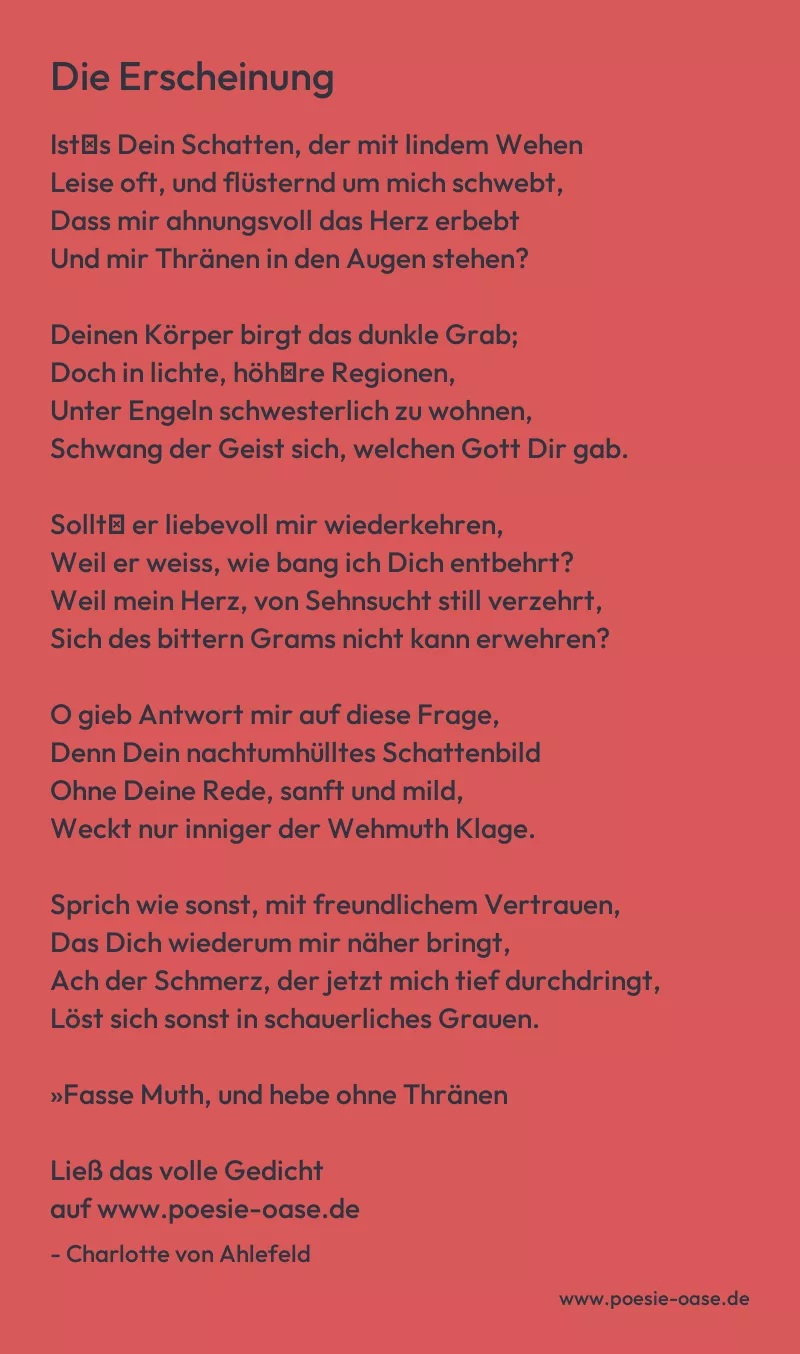 Gedicht: Die Erscheinung von Charlotte von Ahlefeld