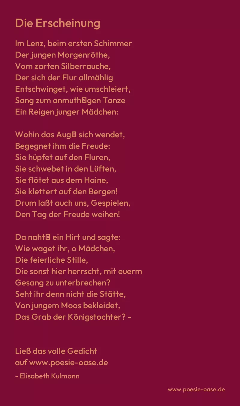 Gedicht: Die Erscheinung von Elisabeth Kulmann