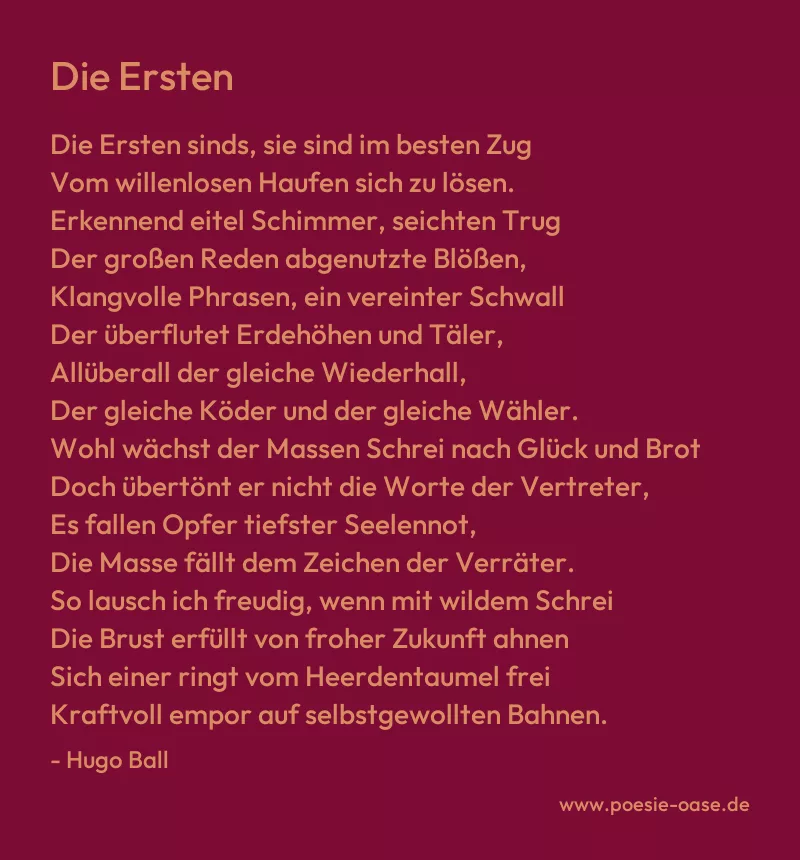 Gedicht: Die Ersten von Hugo Ball