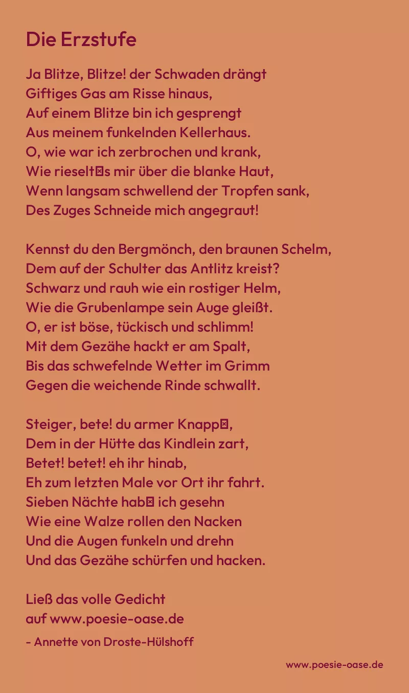Gedicht: Die Erzstufe von Annette von Droste-Hülshoff