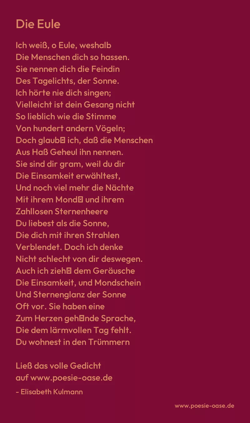 Gedicht: Die Eule von Elisabeth Kulmann