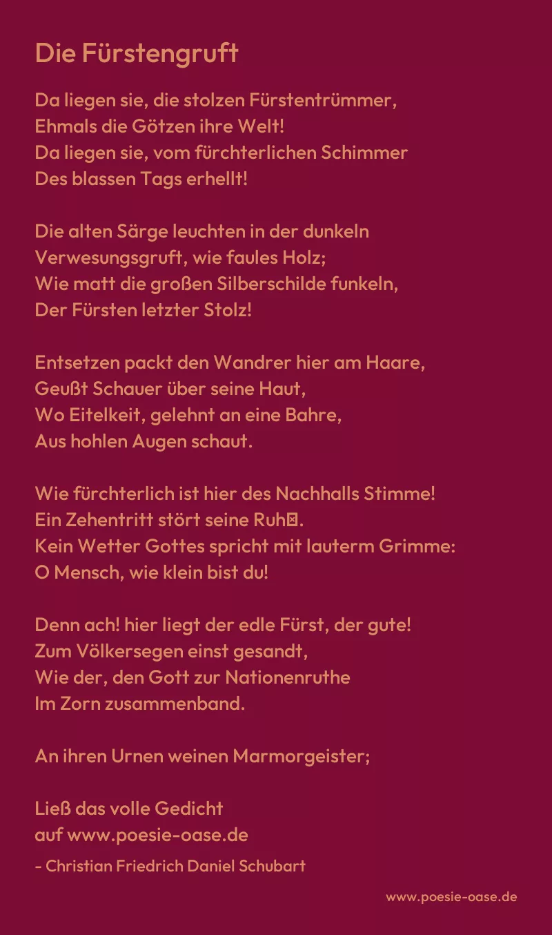 Gedicht: Die Fürstengruft von Christian Friedrich Daniel Schubart