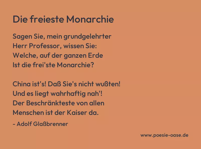 Gedicht: Die freieste Monarchie von Adolf Glaßbrenner