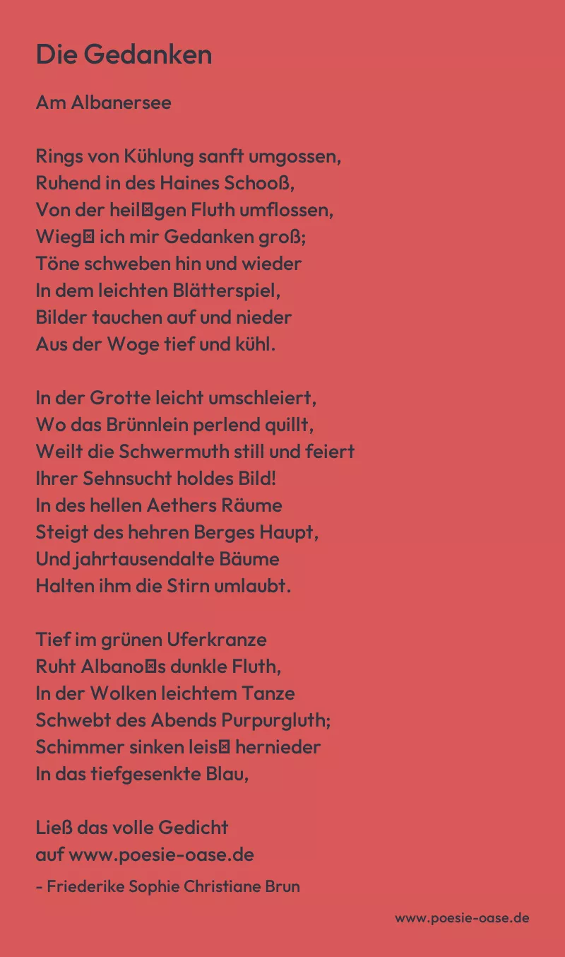 Gedicht: Die Gedanken von Friederike Sophie Christiane Brun