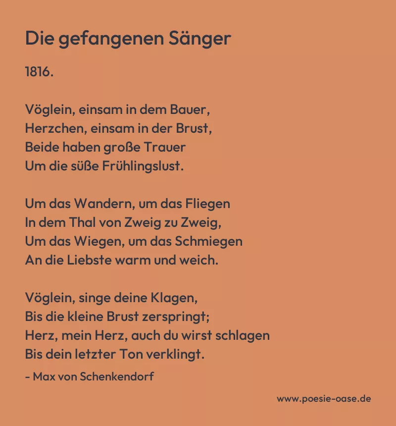 Gedicht: Die gefangenen Sänger von Max von Schenkendorf