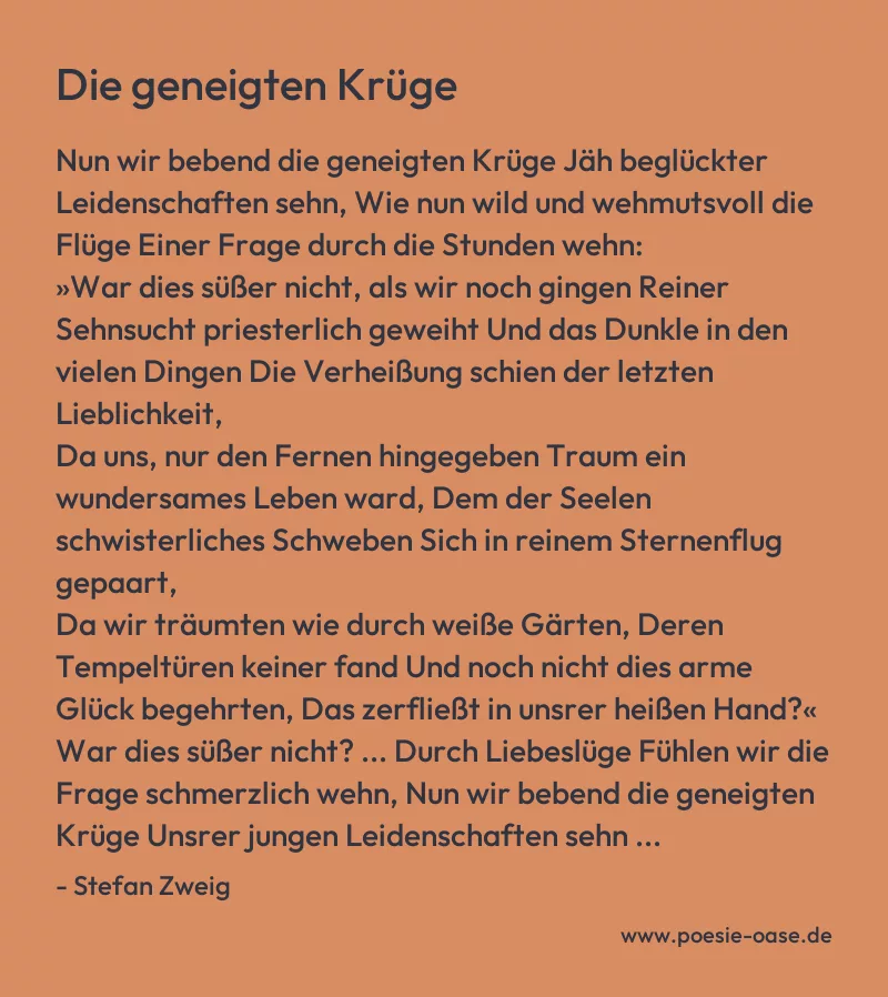 Gedicht: Die geneigten Krüge von Stefan Zweig