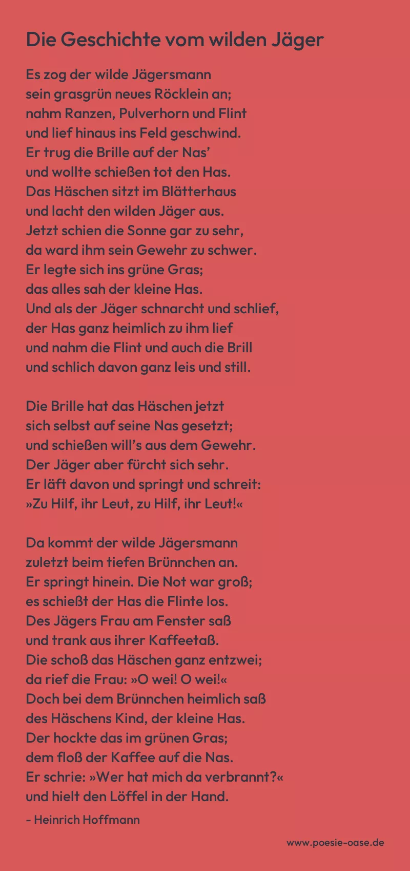 Gedicht: Die Geschichte vom wilden Jäger von Heinrich Hoffmann