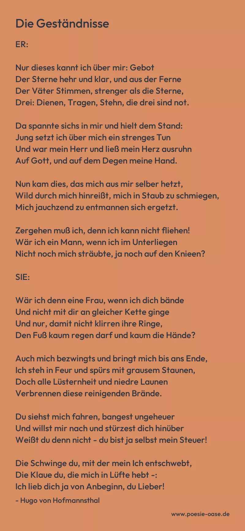 Gedicht: Die Geständnisse von Hugo von Hofmannsthal