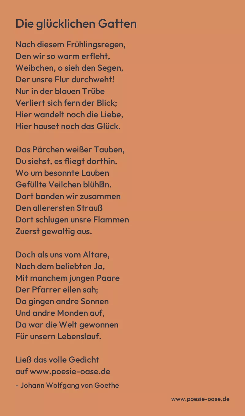 Gedicht: Die glücklichen Gatten von Johann Wolfgang von Goethe