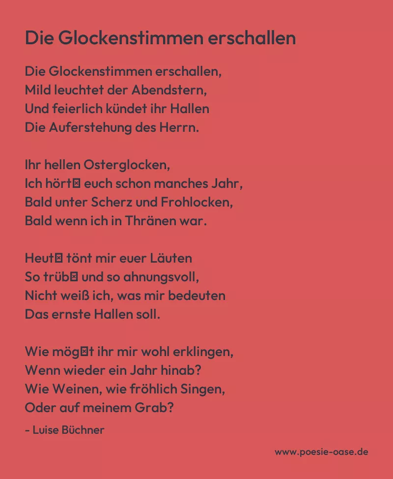 Gedicht: Die Glockenstimmen erschallen von Luise Büchner