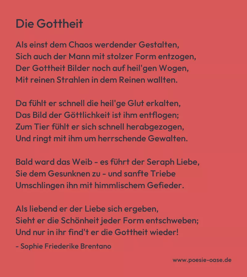 Gedicht: Die Gottheit von Sophie Friederike Brentano
