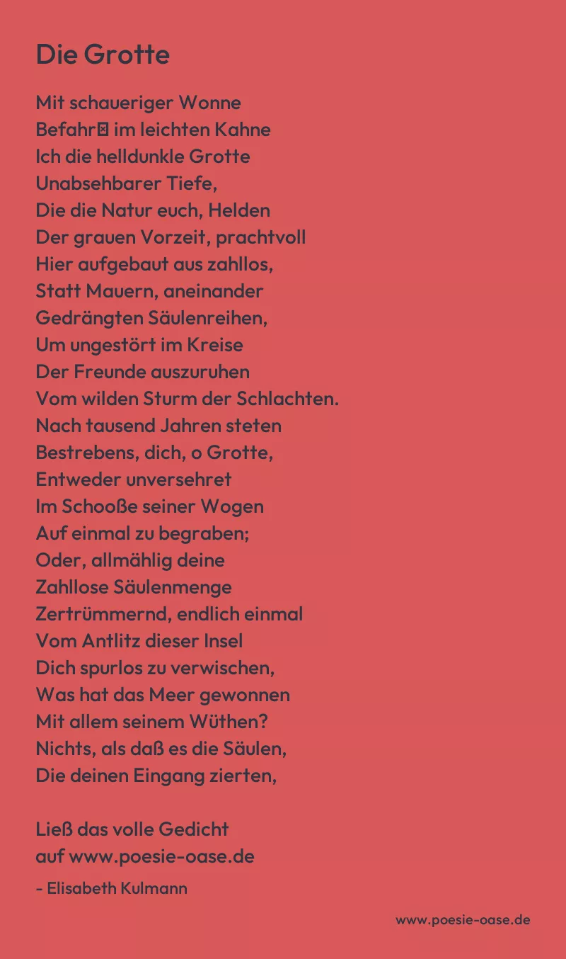 Gedicht: Die Grotte von Elisabeth Kulmann