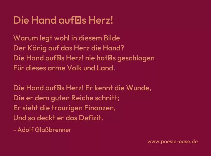 Gedicht: Die Hand auf′s Herz! von Adolf Glaßbrenner