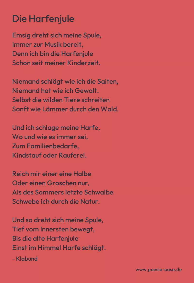 Gedicht: Die Harfenjule von Klabund