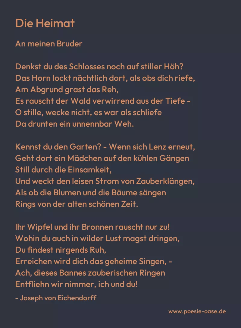 Gedicht: Die Heimat von Joseph von Eichendorff
