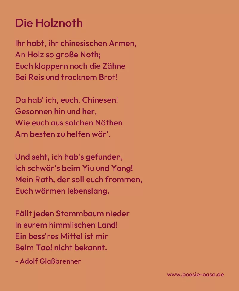 Gedicht: Die Holznoth von Adolf Glaßbrenner