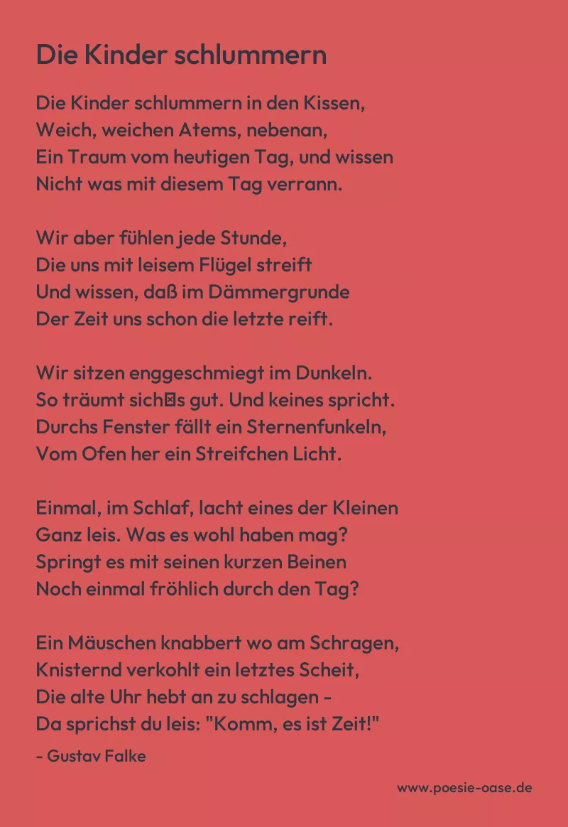 Gedicht: Die Kinder schlummern von Gustav Falke