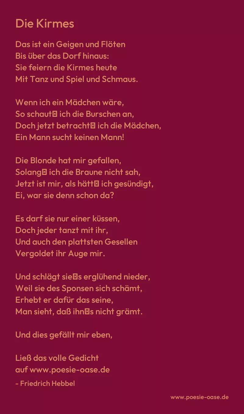 Gedicht: Die Kirmes von Friedrich Hebbel