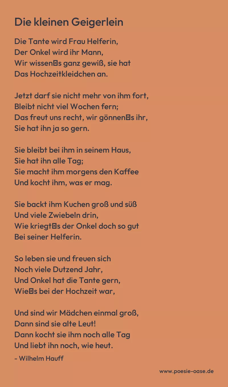 Gedicht: Die kleinen Geigerlein von Wilhelm Hauff