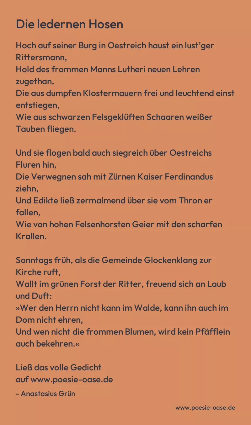 Gedicht: Die ledernen Hosen von Anastasius Grün
