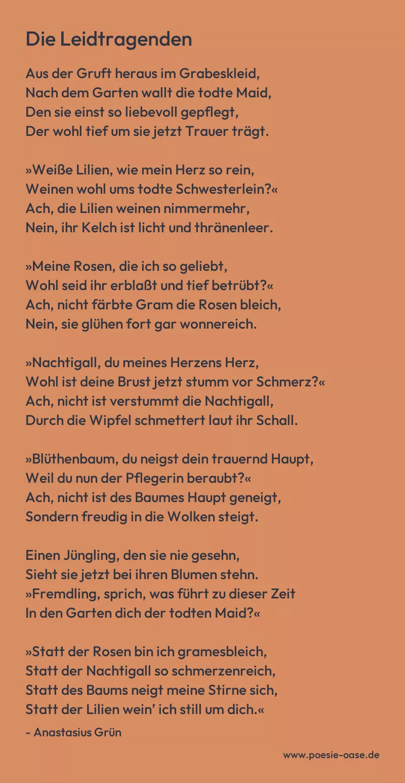 Gedicht: Die Leidtragenden von Anastasius Grün