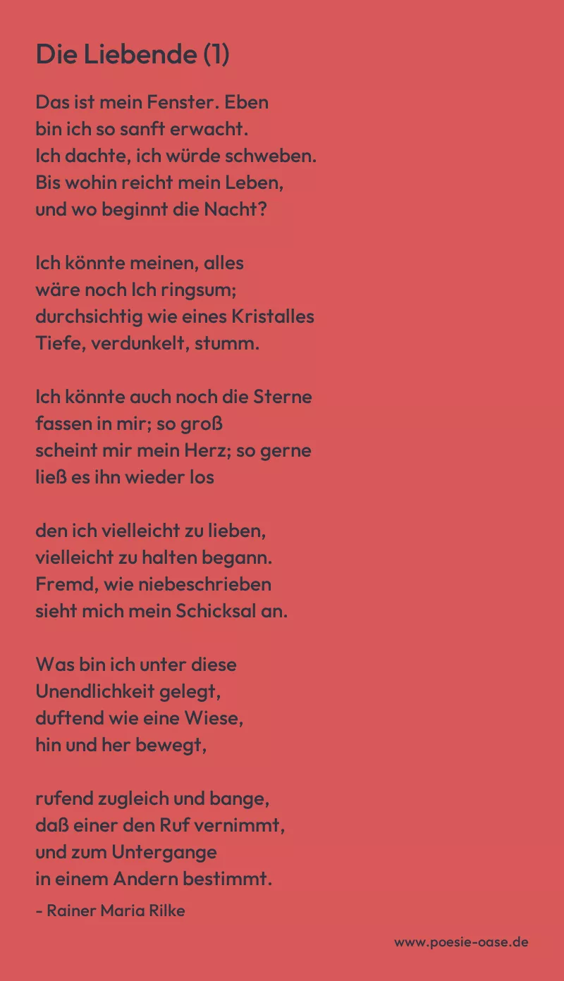 Gedicht: Die Liebende (1) von Rainer Maria Rilke