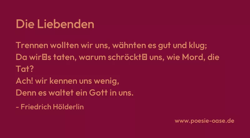 Gedicht: Die Liebenden von Friedrich Hölderlin