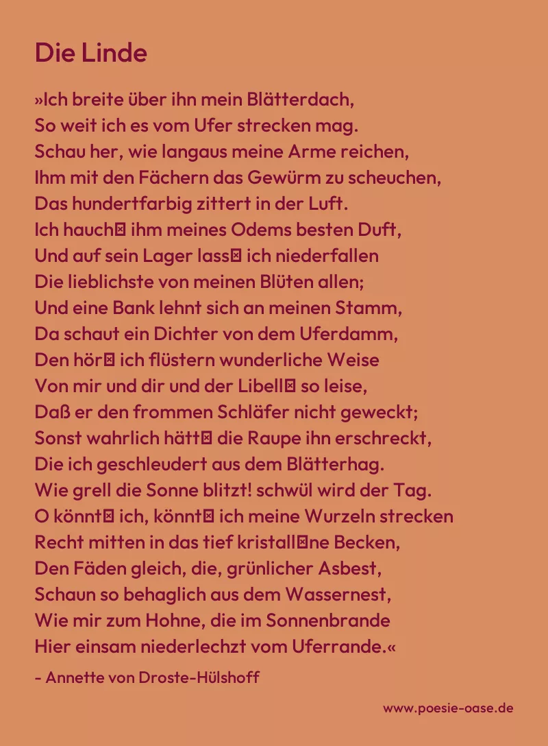 Gedicht: Die Linde von Annette von Droste-Hülshoff
