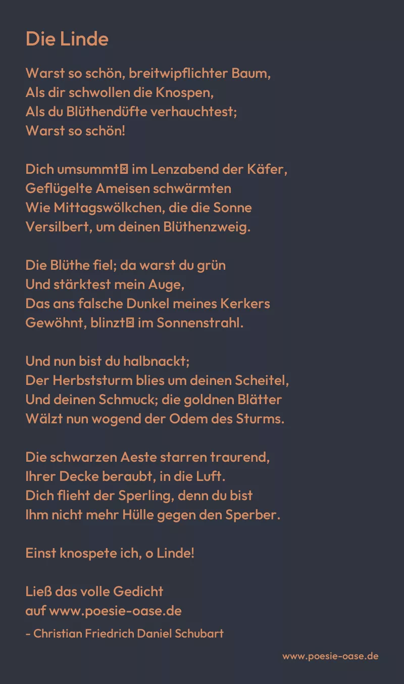 Gedicht: Die Linde von Christian Friedrich Daniel Schubart