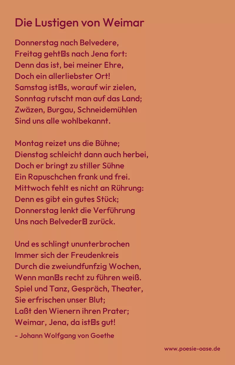 Gedicht: Die Lustigen von Weimar von Johann Wolfgang von Goethe