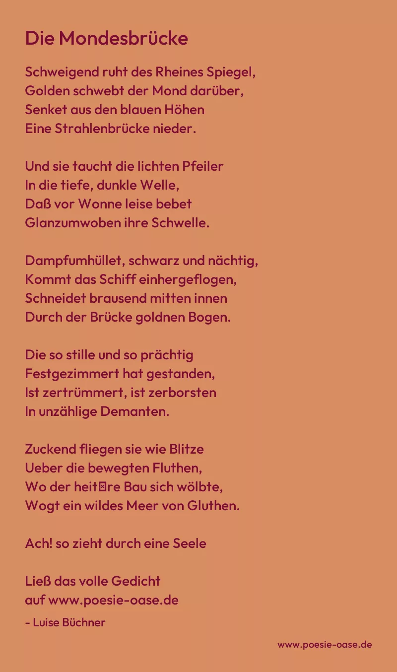 Gedicht: Die Mondesbrücke von Luise Büchner