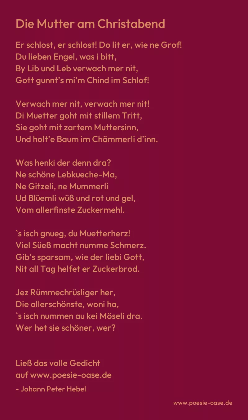 Gedicht: Die Mutter am Christabend von Johann Peter Hebel
