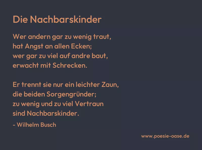 Gedicht: Die Nachbarskinder von Wilhelm Busch