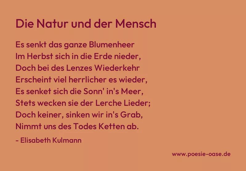 Gedicht: Die Natur und der Mensch von Elisabeth Kulmann