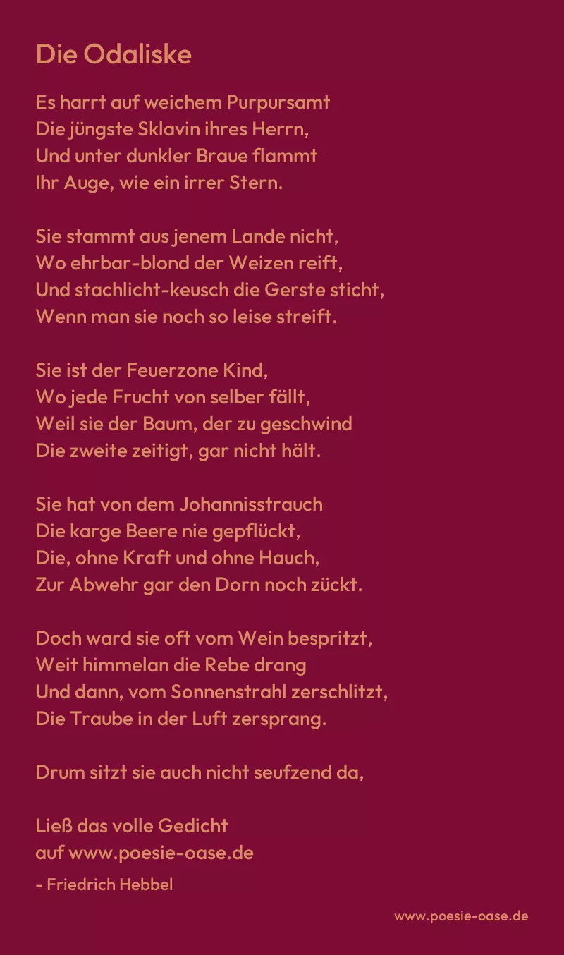 Gedicht: Die Odaliske von Friedrich Hebbel