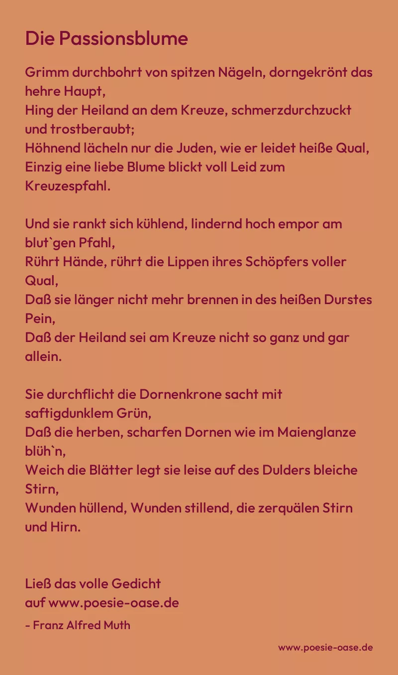 Gedicht: Die Passionsblume von Franz Alfred Muth
