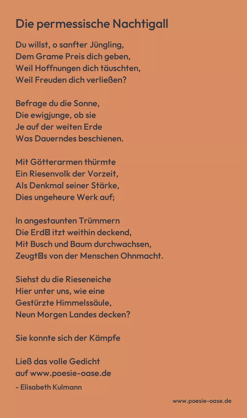 Gedicht: Die permessische Nachtigall von Elisabeth Kulmann