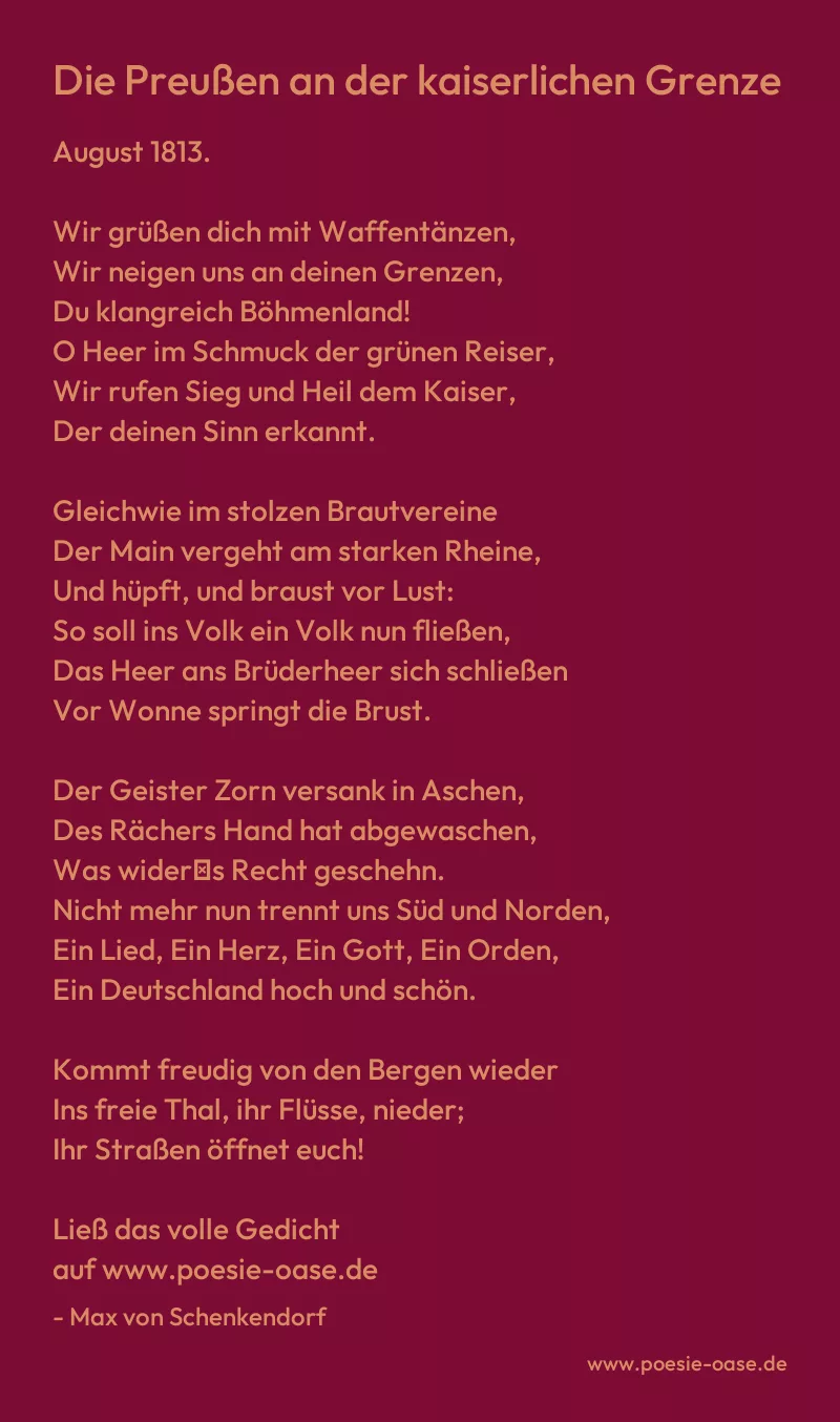 Gedicht: Die Preußen an der kaiserlichen Grenze von Max von Schenkendorf