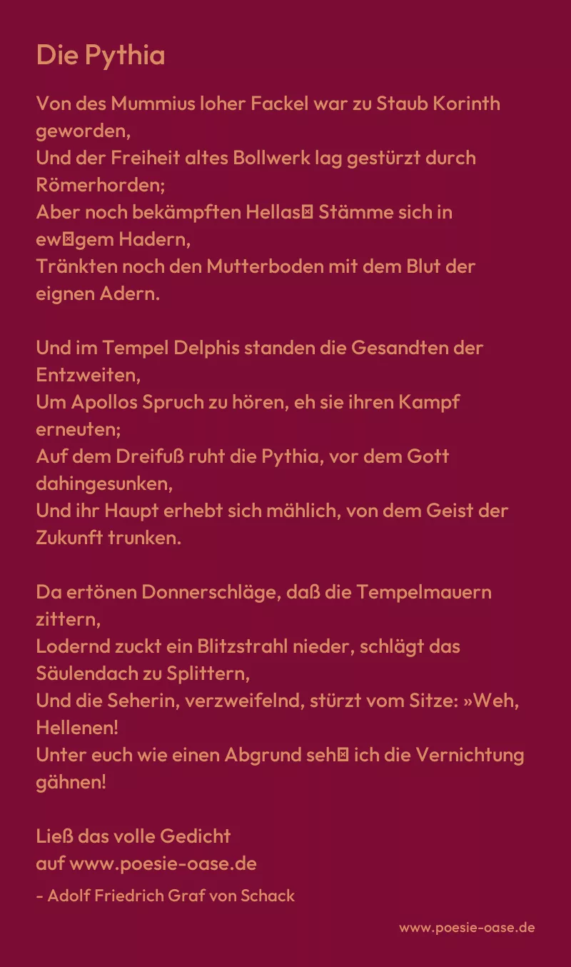 Gedicht: Die Pythia von Adolf Friedrich Graf von Schack