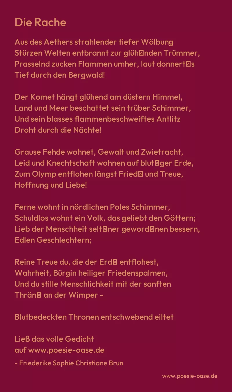 Gedicht: Die Rache von Friederike Sophie Christiane Brun